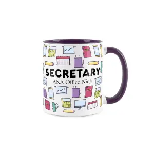 Secretary Mug - Humourous Trades Novelty Gift - Tea/Coffee Hot Drinks Purple Ceramic Cup Present for Office Workers/Secretaries