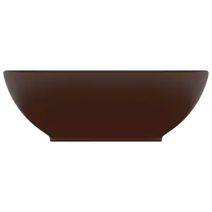 Luxury Basin Oval-shaped Matt Dark Brown 40x33 cm Ceramic