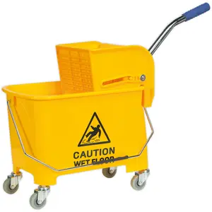 20 Litre Heavy Duty Composite Mop Bucket - Side Press Wringer - 50mm Wheels