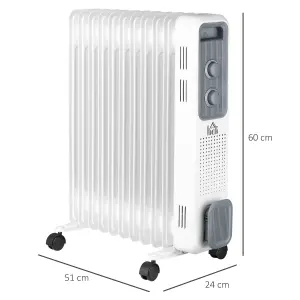 HOMCOM Oil Filled Radiator Portable Space Heater W/ 11 Fin, 3 Heat Settings