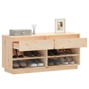 Berkfield Shoe Cabinet 110x34x52 cm Solid Wood Pine