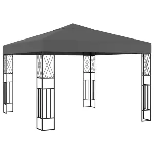 Berkfield Gazebo with LED String Lights 3x3 m Anthracite Fabric