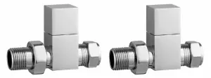 KeenFix Full Size Square Chrome Towel Rail & Radiator Straight Valves