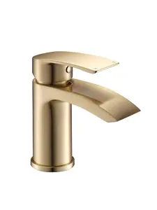 Aquarius Arc Mini Mono Basin Mixer Tap inc Waste Brushed Brass