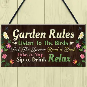 Red Ocean Garden Signs And Plaques For Outside Garden Rules Sign Novelty Hanging Plaque Summer House Sign Shed Sign Friendship