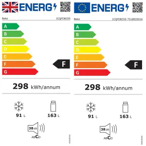 Beko ICQFDB355 50:50 Integrated Frost free Fridge freezer - White