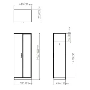 San Jose Ready assembled Contemporary Green Tall Double Wardrobe With 1 mirror door (H)1960mm (W)740mm (D)520mm