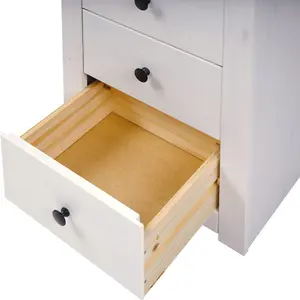 Panama 5 Drawer Narrow Chest in White and Natural Wax Finish