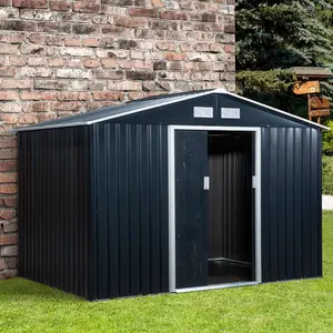 9 ft. W x 6 ft. D Metal Garden Shed Grey