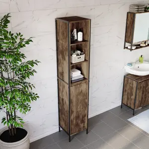 Lana Tall Matt Brown Single Freestanding Bathroom Cabinet (H)172cm (W)33cm