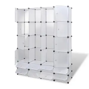 Modular Cabinet with Compartment Storage Cabinet Clothes Organizer White