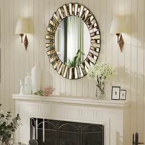 Montz Round Wood Wall Mirror 60cm H x 60cm W