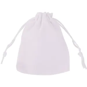 10pcs Velvet Gift Bags with Drawstrings, Small Candy Pouches Party Favor Bags, White - 7x9cm