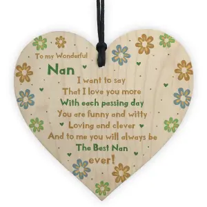 Handmade Gift For Nan Wooden Heart Nan Birthday Gift Grandparent Gift Keepsake