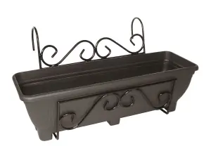 Balcony/Fence Holder - Scrolled Back Planter Holder - Charcoal