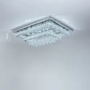 Modern Double Tiers Drop Crystal LED Flush Mount Ceiling Light Fixture Chandelier 80cm White Light