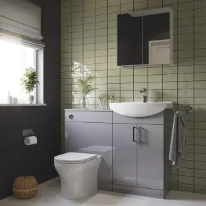 GoodHome Cavally White Back to wall Toilet set with Soft close seat & Concealed cistern