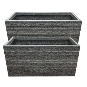 1x Large Rectangle Slate Effect Planter For Garden Indoor & Outdoor Patio Planters Pots