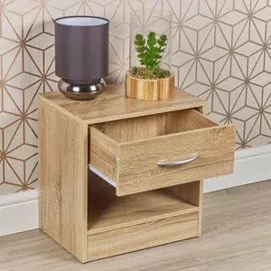 Antona 1 Drawer Bedside Table Anthracite Oak