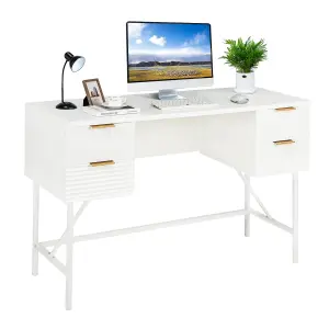 Costway Home Office Desk Computer Desk Study Writing Table PC Workstation W/ 4 Drawers