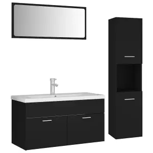 Berkfield Bathroom Furniture Set Black Engineered Wood