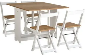 Seconique Santos 4 Seater Butterfly Dining Set White Distressed Waxed Pine