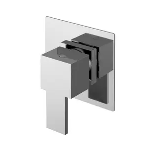 Ripple Contemporary Bathroom Square Concealed Stop Tap with Lever Handle, 100mm, Chrome - Balterley