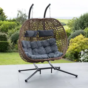 Garton Swinging Double Garden Seat - Dark Grey