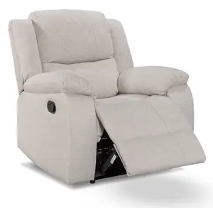 Recliner Manual Chair in Cream Linen Fabric