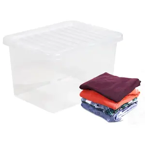 1 x 45 Litre Clear Plastic Storage Container With Lid Ideal For Home & Office Use