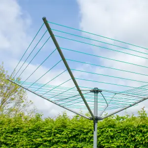 KCT Rotary Washing Line 4 Arm Outdoor Clothes 40m Drying Area With Ground Spike and Protective Cover