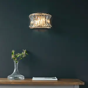 Luminosa Vittoria Wall Lamp Bright Nickel Plate, Crystal And Clear Glass