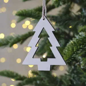 Whisper White Wood Tree Hanging decoration