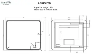 Aquarius Image LED Mirror 800 x 700MM Black