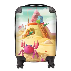 Pink Crab On A Beach Holiday Suitcase - Small