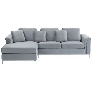 Right-Hand Corner Sofa OSLO Light Grey Fabric Right Hand