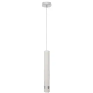 Luminosa Tuba Slim Pendant Ceiling Light White, Chrome 10cm