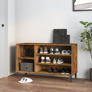 Berkfield Shoe Cabinet Smoked Oak 102x36x60 cm Engineered Wood