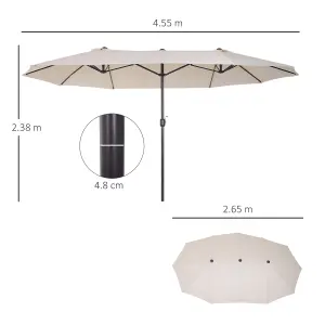 Outsunny Sun Umbrella Canopy Double-sided Crank Sun Shade Shelter 4.6M Beige