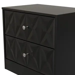 San Jose Ready assembled Black 2 Drawer Bedside chest (H)521mm (W)570mm (D)395mm