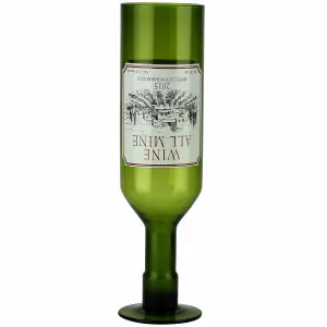 Wine All Mine 750ml Bottle Shaped Red White Wine Glass