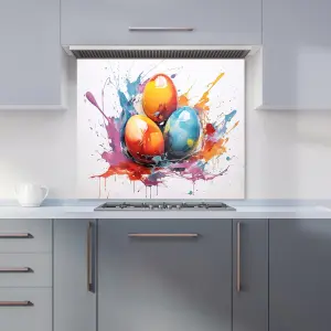 Watercolour Splashart Easter Eggs Premium Glass Kitchen Splashback W700mm x H750mm