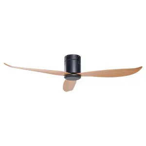 Ceiling Fan Black and Light Wood MALAD