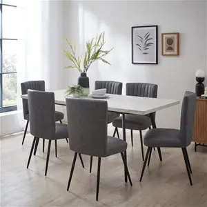 Dunelm Zuri 6 Seater Rectangular Extendable Dining Table, Concrete Effect, Industrial, Grey