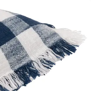 Yard Barton Check Fringed Polyester Filled Cushion