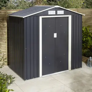 Rowlinson Trentvale 6x4 ft Apex Dark grey Metal 2 door Shed