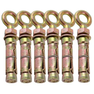 M6x80mm Expansion Eye Bolts Shield Anchor Eye Bolts Super Heavy Duty (6 Pack)