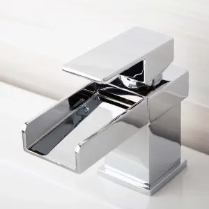 Casio Polished Chrome Deck-mounted Waterfall Basin Mono Mixer Tap