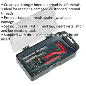 M5 x 0.8mm Premium Thread Repair Kit with Drill Bit and Lug Tool