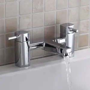 Nes Home Newport Square Basin Sink Mono Mixer Tap & Bath Filler Tap with Waste